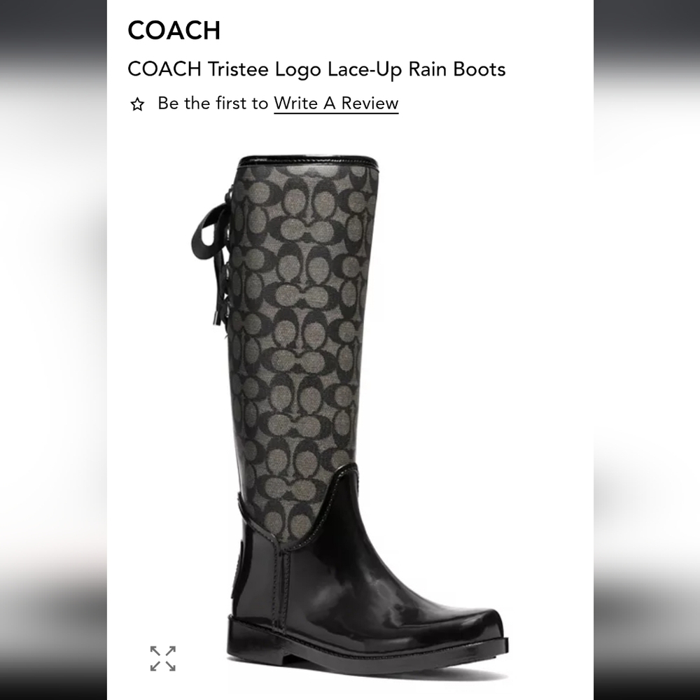 Coach Tristee Signature Rain Boots Corset Lace Up Riding